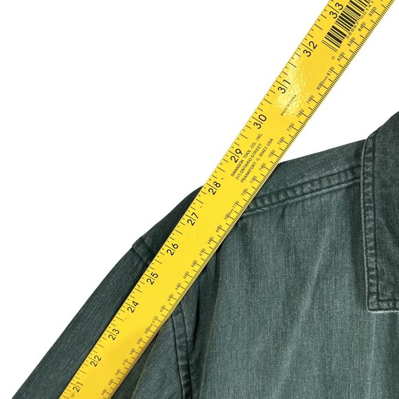 L.L. Bean Mens M Green Denim Canvas Shacket Hurricane Plaid Lining Canada Made - Picture 12 of 16